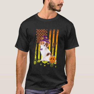 Papillon Dog Pumpkin American Flag Halloween Dog T-Shirt