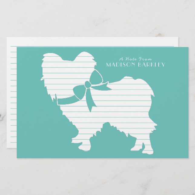 Papillon Dog Puppy Silhouette Stationery (Front/Back)