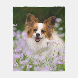 Papillon Dog Romantic Portrait Fleece Blanket
