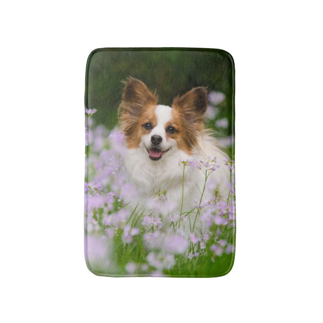 Papillon Dog Romantic Portrait, small Bath Mat (Front Vertical)