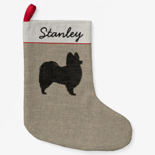 Papillon Dog Silhouette Personalised Holiday Xmas Small Christmas Stocking