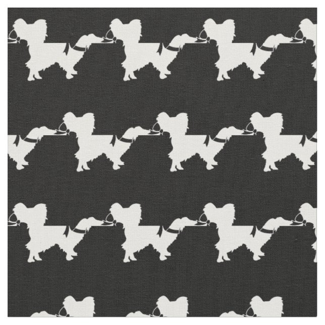 Papillon Dog Silhouette Pet Fabric (Close Up)