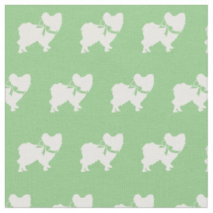 Papillon Dog Silhouette Pet Sage Green Fabric