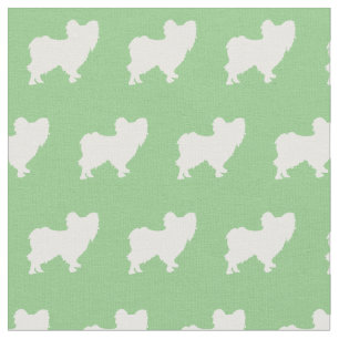 Papillon Dog Silhouette Pet Sage Green Fabric