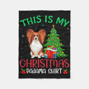 Papillon Dog Ugly Xmas Party This Is My Christmas Fleece Blanket