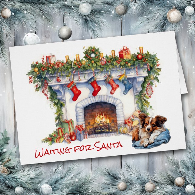 Papillon Dog Wait for Santa Christmas Fireplace (Creator Uploaded)