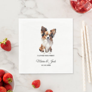 Papillon Dog Wedding Napkins with Photo