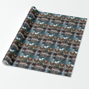 Papillon Dogs Christmas Snow Holiday Wrapping Paper