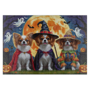 Papillon Dogs Pumpkin Halloween Funny Cutting Board