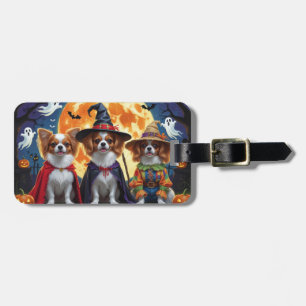 Papillon Dogs Pumpkin Halloween Funny Luggage Tag
