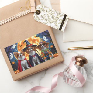 Papillon Dogs Pumpkin Halloween Funny  Rectangular Sticker