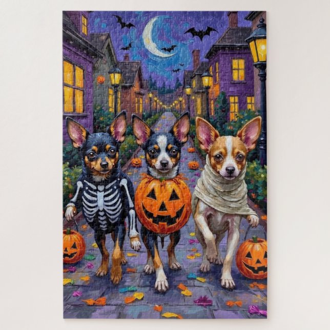 Papillon Dogs Trick-or-Treating Halloween Costumes Jigsaw Puzzle (Vertical)