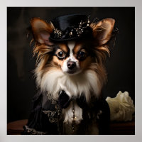 Papillon Dressed in Victorian Costume Portrait