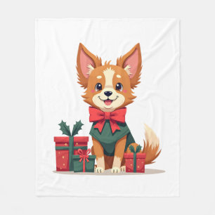 Papillon Festive Bow Fleece Blanket