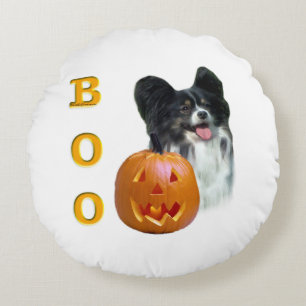 Papillon Halloween BOO Round Cushion