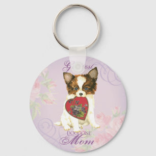 Papillon Heart Mum Key Ring