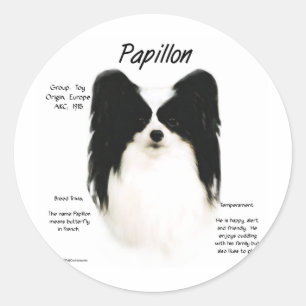 Papillon History Design Classic Round Sticker