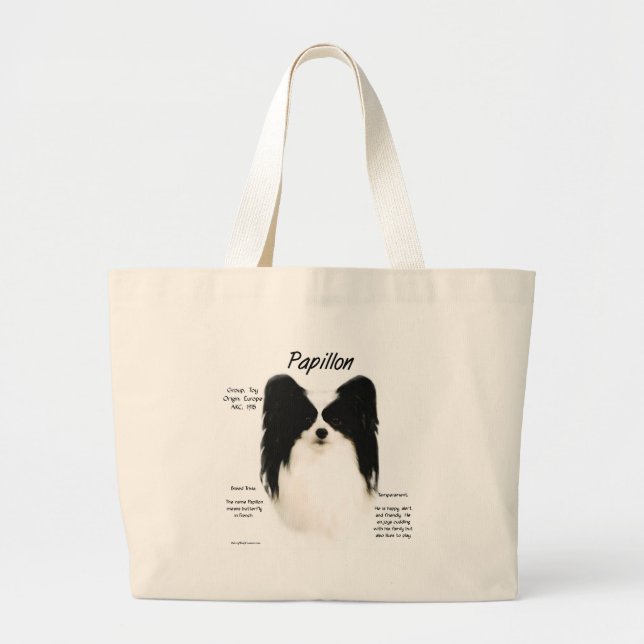 Papillon History Design Large Tote Bag (Front)