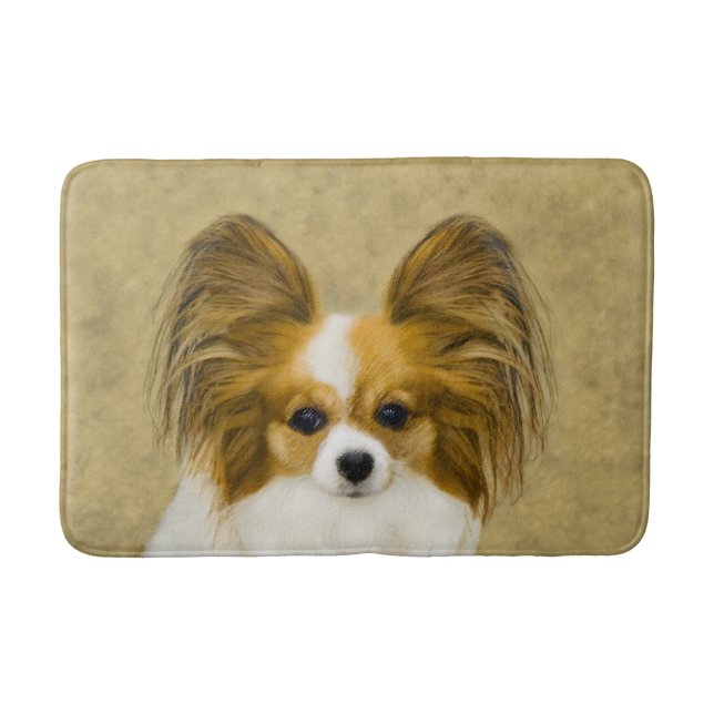 Papillon (Hound Tri) Painting - Original Dog Art Bath Mat (Front)