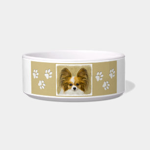 Papillon (Hound Tri) Painting - Original Dog Art Bowl