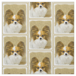 Papillon (Hound Tri) Painting - Original Dog Art Fabric