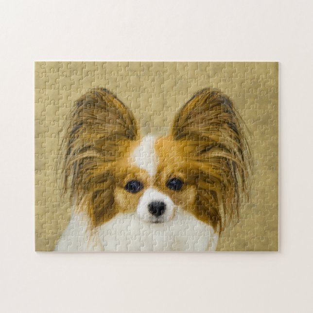 Papillon (Hound Tri) Painting - Original Dog Art Jigsaw Puzzle (Horizontal)