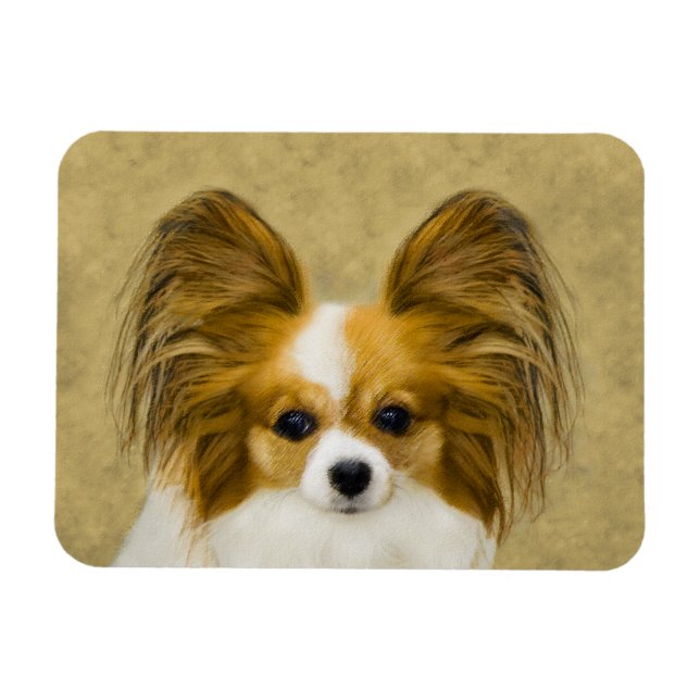 Papillon (Hound Tri) Painting - Original Dog Art Magnet (Horizontal)