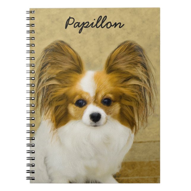 Papillon (Hound Tri) Painting - Original Dog Art Notebook (Front)