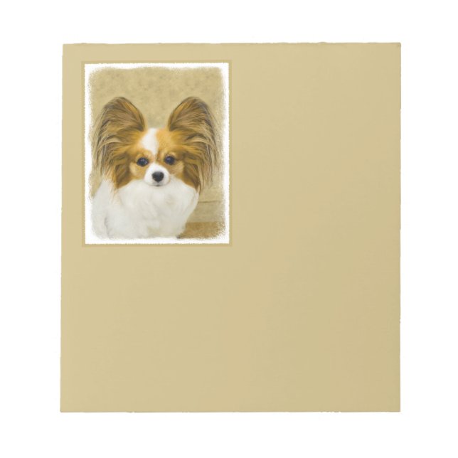 Papillon (Hound Tri) Painting - Original Dog Art Notepad (Front)