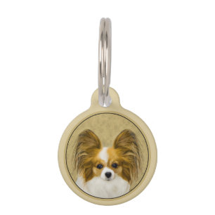 Papillon (Hound Tri) Painting - Original Dog Art Pet Tag