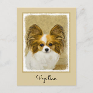 Papillon (Hound Tri) Painting - Original Dog Art Postcard