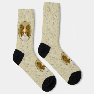 Papillon (Hound Tri) Painting - Original Dog Art Socks