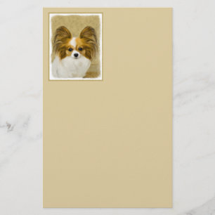 Papillon (Hound Tri) Painting - Original Dog Art Stationery