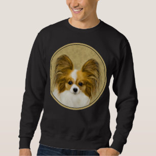 Papillon (Hound Tri) Painting - Original Dog Art Sweatshirt