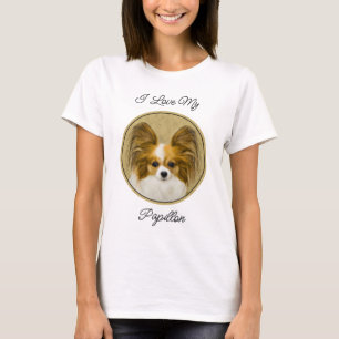 Papillon (Hound Tri) Painting - Original Dog Art T-Shirt