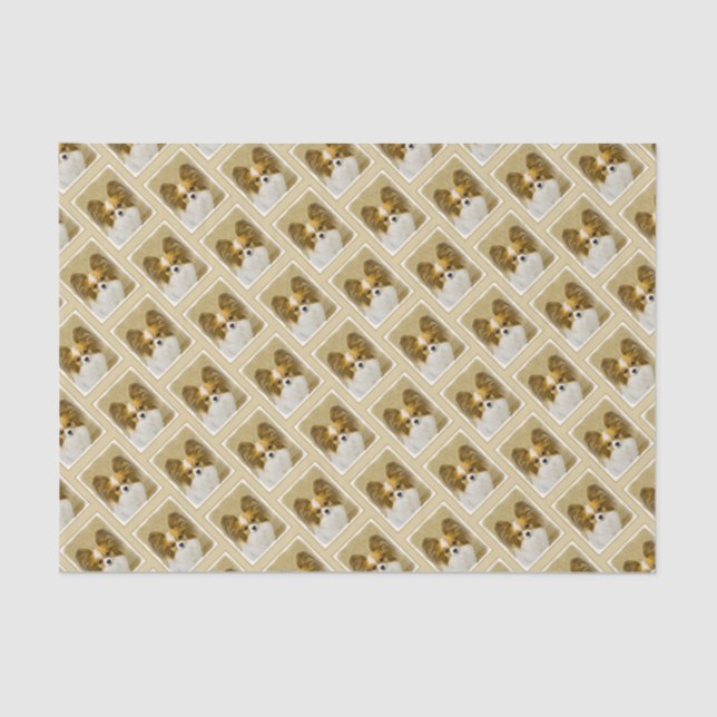 Papillon (Hound Tri) Painting - Original Dog Art Tissue Paper (Front)