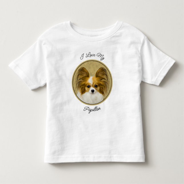 Papillon (Hound Tri) Painting - Original Dog Art Toddler T-Shirt (Front)