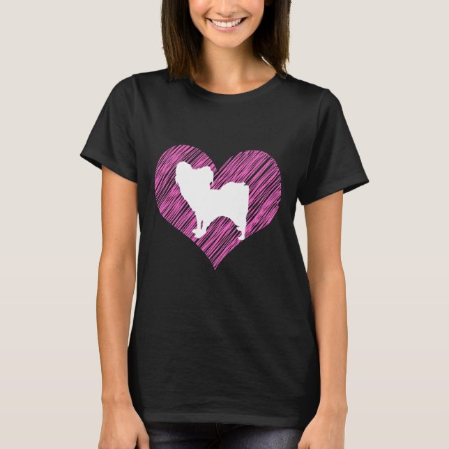 Papillon   I Love Dog Parent Dog Mum Dog Dad Dog O T-Shirt (Front)