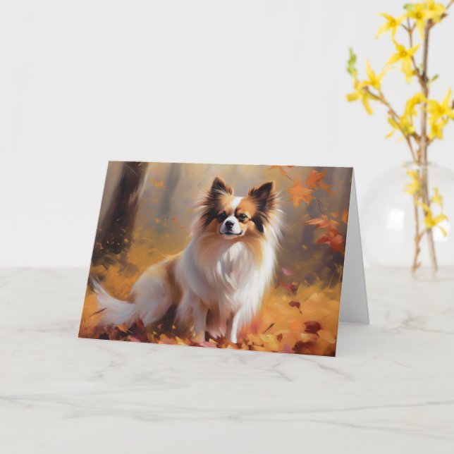 Papillon in Autumn Leaves Fall Inspire  Card (Yellow Flower)