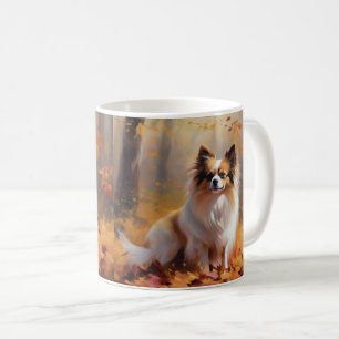 Papillon in Autumn Leaves Fall Inspire Coffee Mug