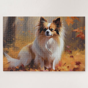 Papillon in Autumn Leaves Fall Inspire  Jigsaw Puzzle