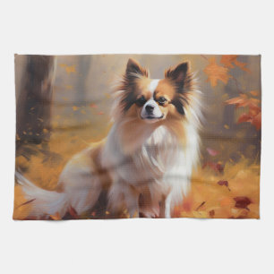 Papillon in Autumn Leaves Fall Inspire  Tea Towel