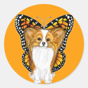 Papillon in Disguise Classic Round Sticker