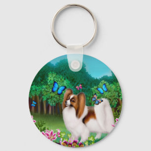 Papillon in Garden Key Ring