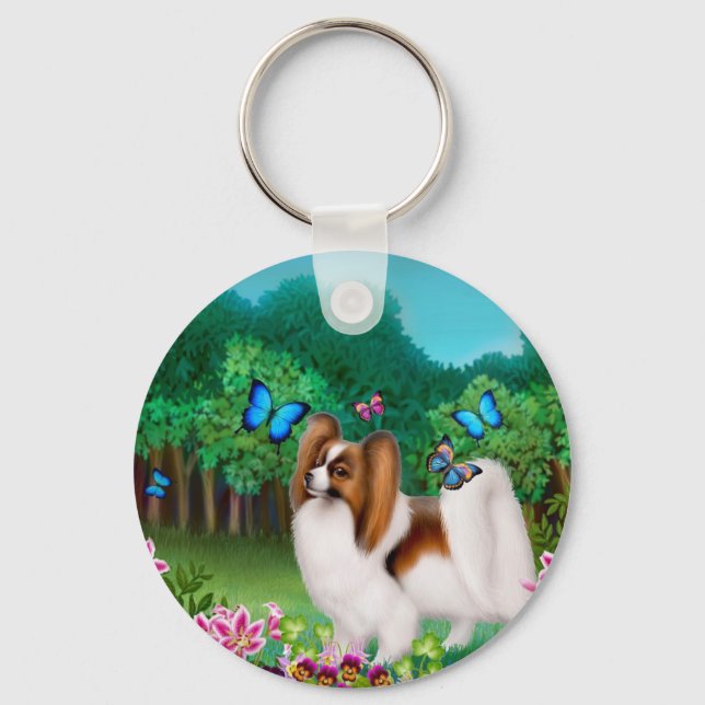 Papillon in Garden Key Ring (Front)