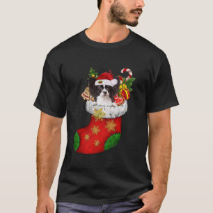 Papillon In Sock Christmas Santa Hat Xmas Dog Love T-Shirt
