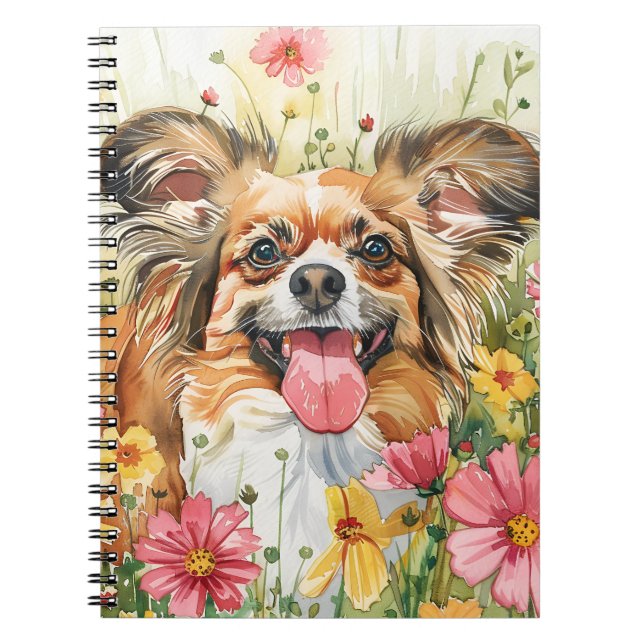 Papillon Journal – Watercolor Dog Cover (Front)