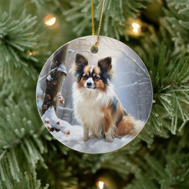 Papillon Let It Snow Christmas  Ceramic Ornament (Tree)