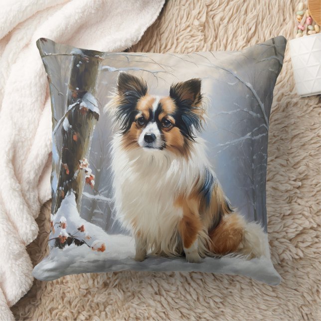 Papillon Let It Snow Christmas  Cushion (Blanket)