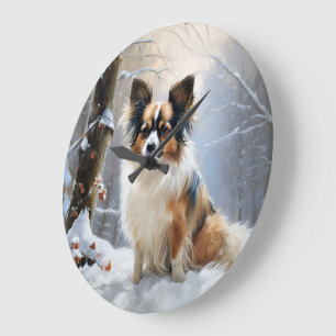 Papillon Let It Snow Christmas  Large Clock